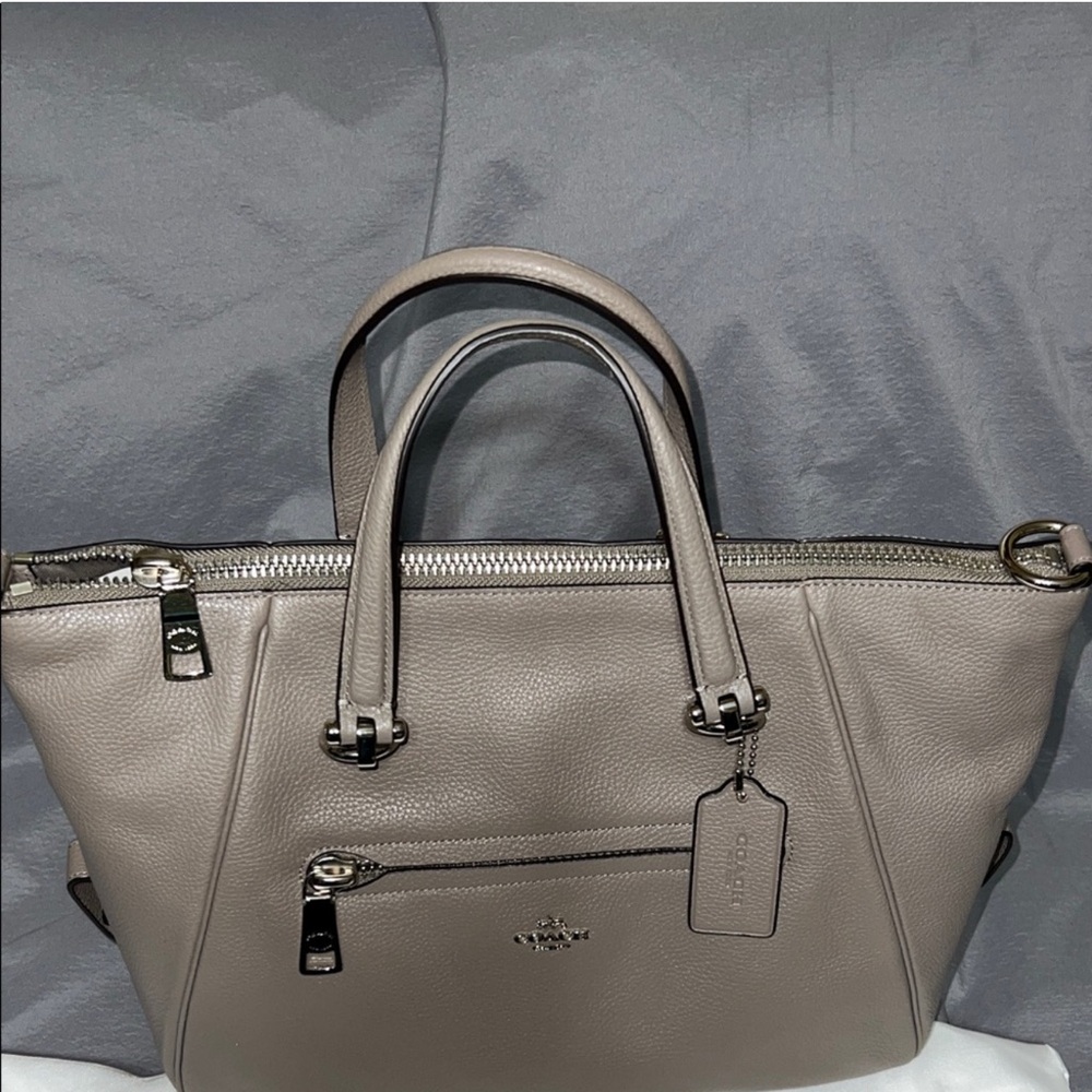 Coach Prairie Satchel in Polished Pebble Leather in Taupe - Picture 3 of 5